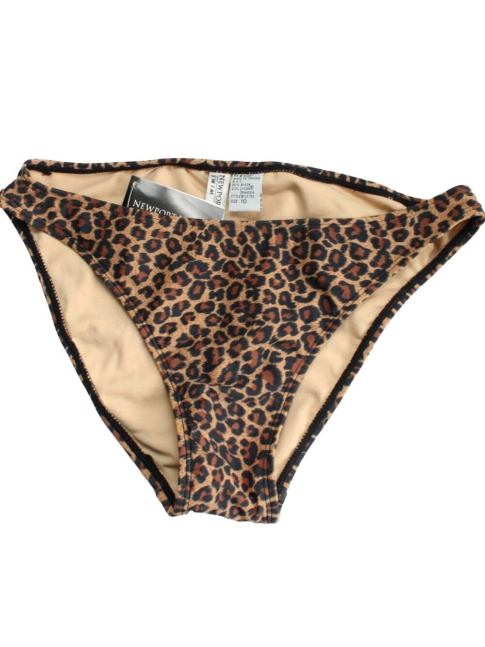 Newport News Vintage 90s Brown Black Tan Leopard Print Bikini Bottom sz 10 NWT